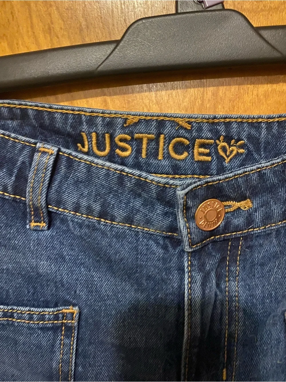 Justice Girl's Denim Barrel Blue Jeans Color Dark Wash Size 16